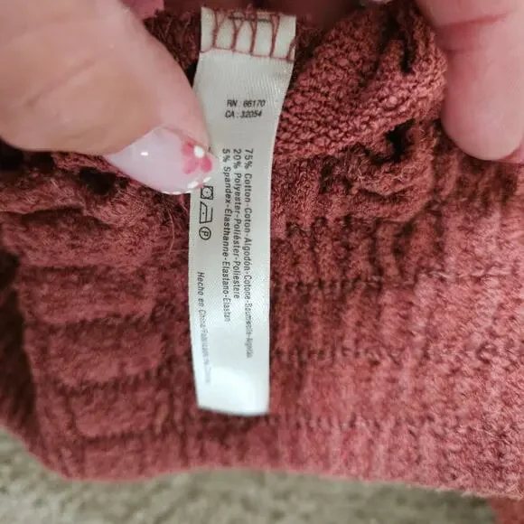 Free People Beach Sail Away Hoodie Pullover Oversize Rust Terrycloth Medium - Picture 5 of 9